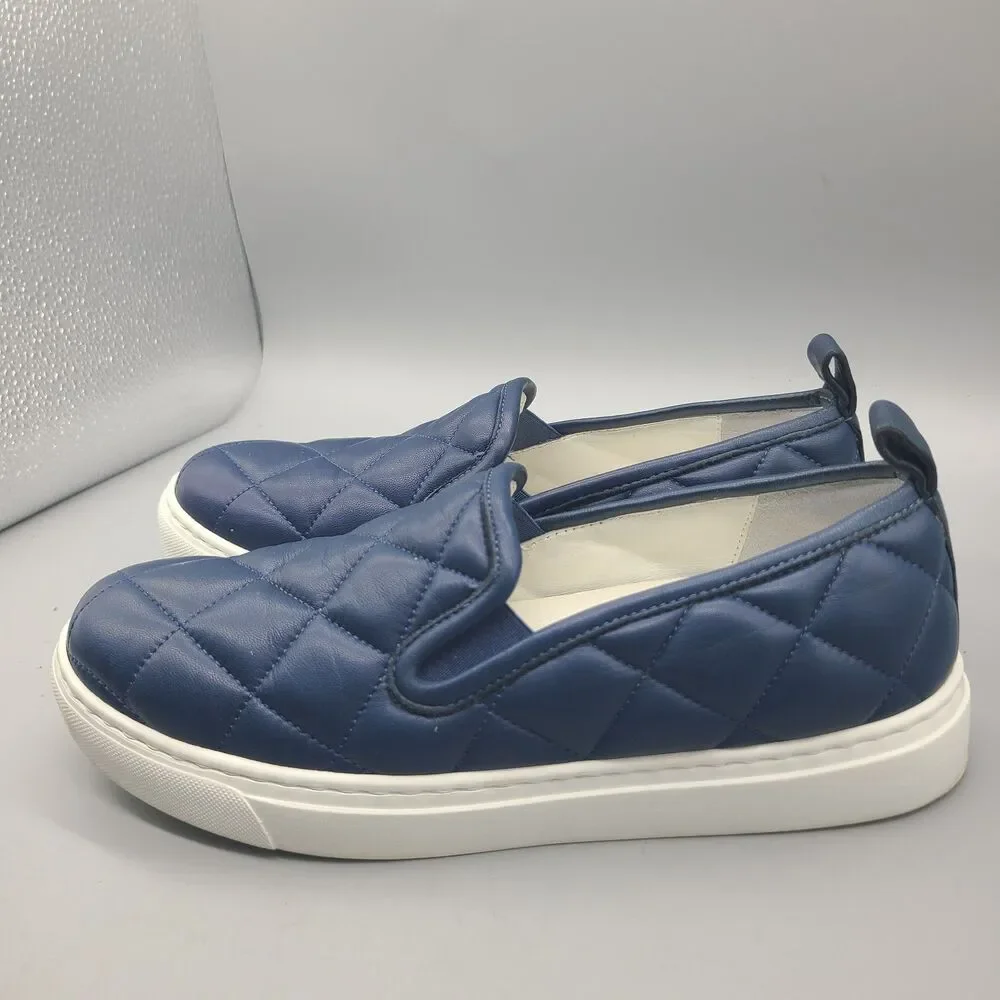 M. Gemi Slip On Sneakers navy blue leather quilted  comfort US 7/ EUR 38 Italy